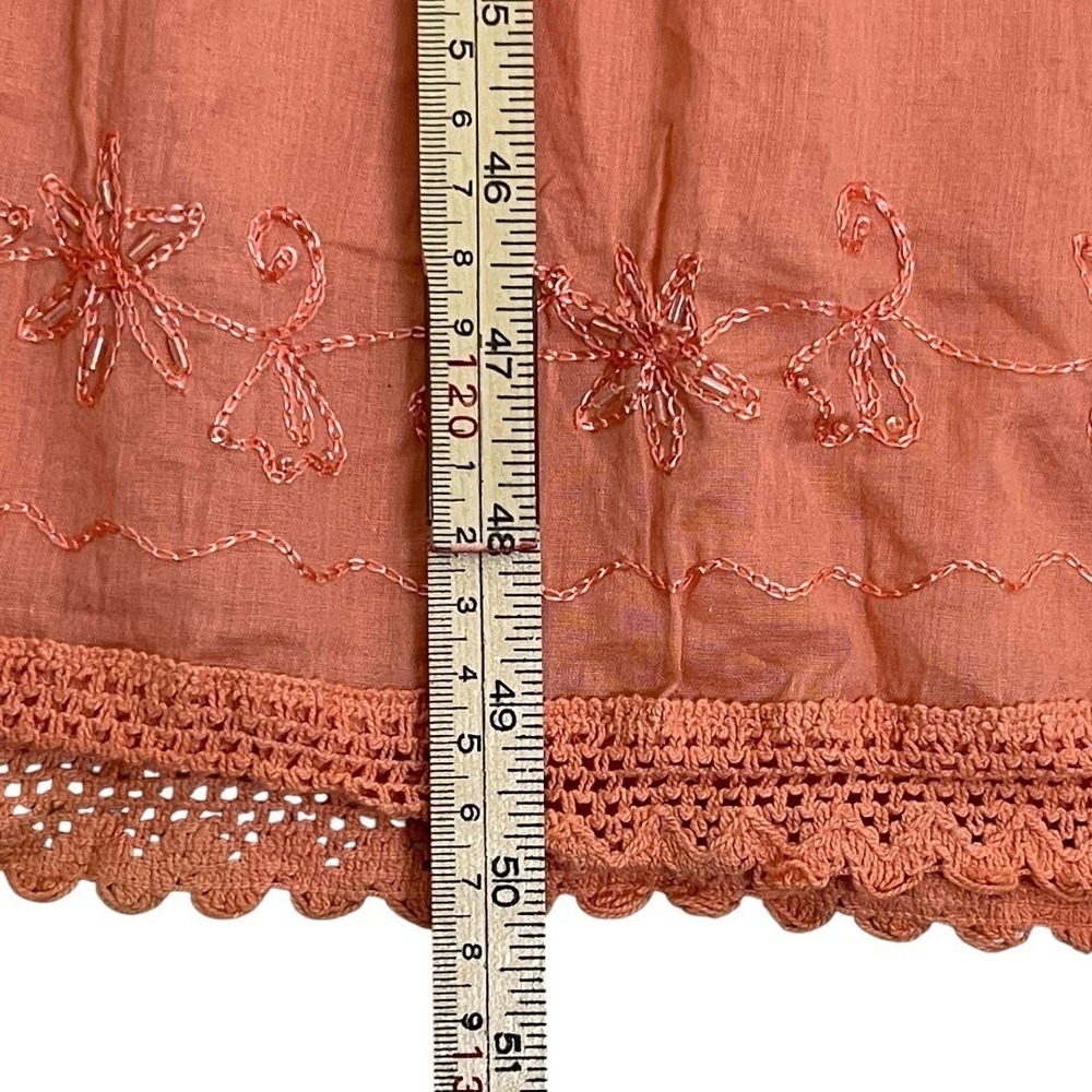 Jane Ashley Maxi Dress Womens M Orange Excellent Tiered Embroidered Boho Cotton - Picture 9 of 15